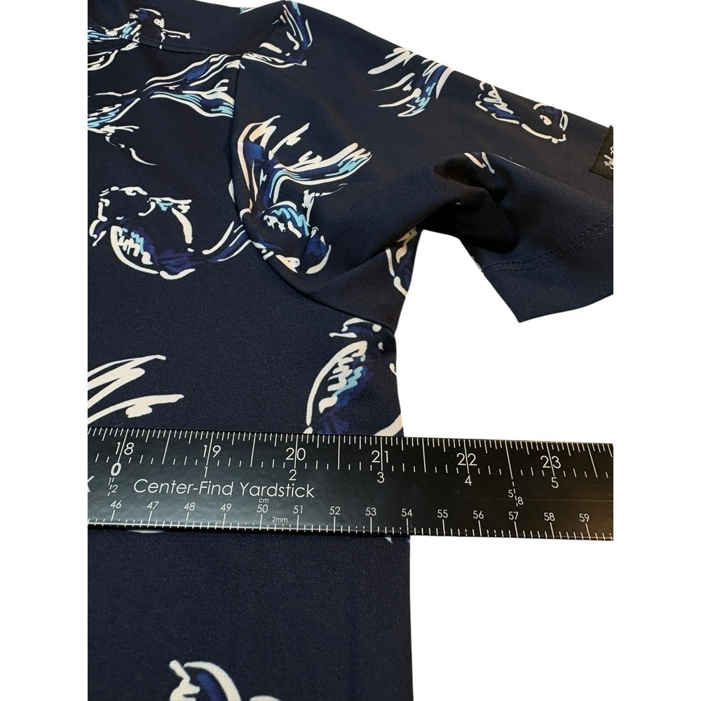 Bad Birdie Polo Shirt Medium Navy Blue Koi Fish Print Performance Golf Mens - Picture 6 of 8